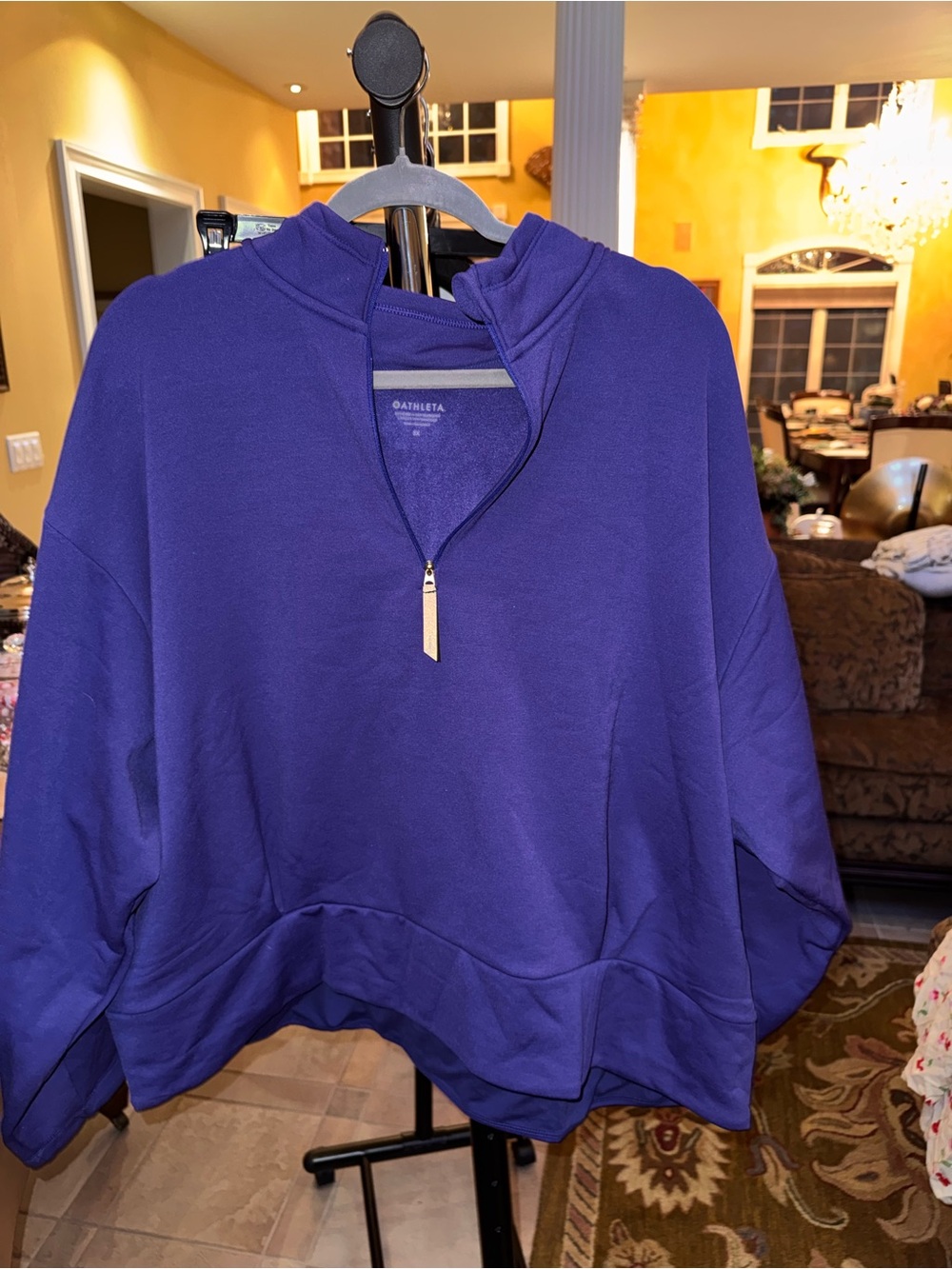 Athleta Deep Purple Half-Zip Pullover Sweatshirt